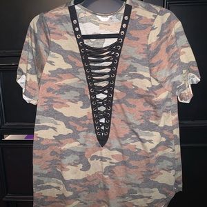Camouflage Lace Up Tee
